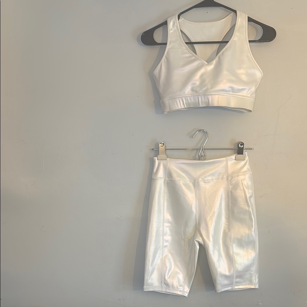 White Iridescent Athletic Set